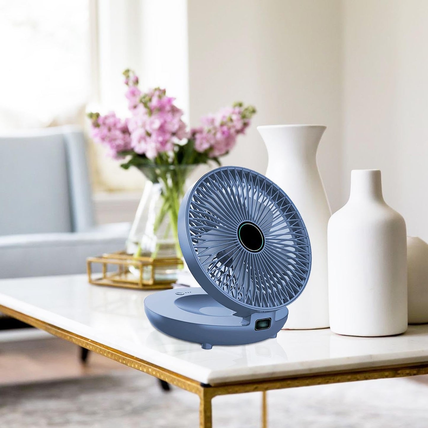 Hoghaki 2023 Household -Use Kitchen Fan, Table Fan, Rechargeable Wall Mount Fan, 90 ° Foldable 3-Speed Portable Desktop Fan, Wall-Mounted Desktop Fan
