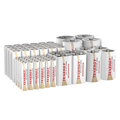 Tenergy 60 Pack Alkaline Batteries, 24 Pack AA Batteries, 24 Pack AAA Batteries, 4 Pack C Size, 4 Pack D Size, and 4 Pack 9V Size Batteries…