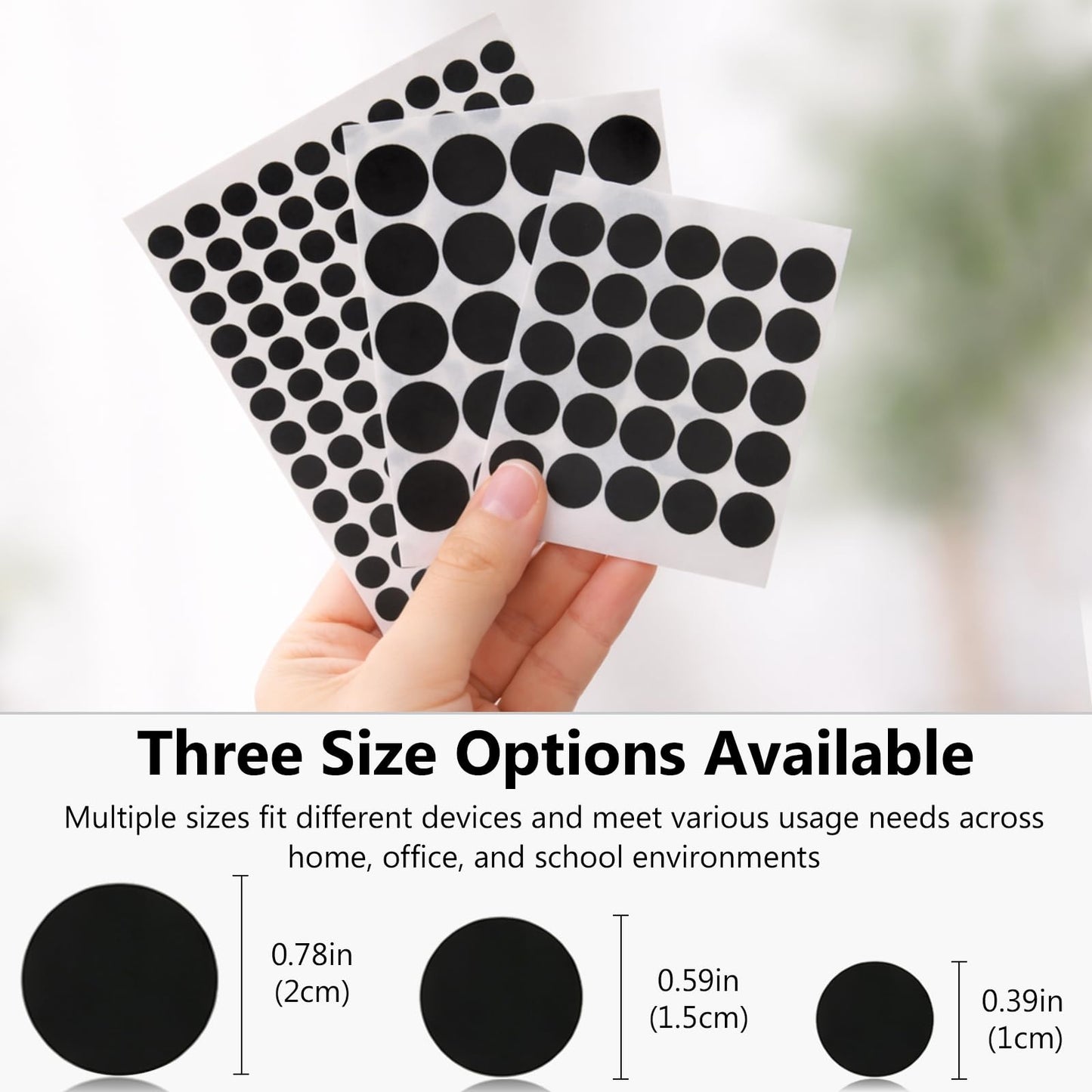Mnvhoky Stackable Vinyl Webcam Privacy Stickers, 12 Sheets Low-Tack Restickable Camera Covers in 3 Sizes, Black Webcam Blocker Set