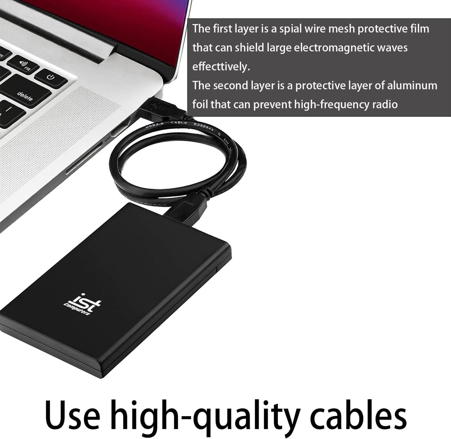 ist computers Ultra Slim 500GB Portable External Hard Drive, USB 3.0, Black, for Mac and PC Computer Desktop Workstation PC Laptop PlayStation, Xbox