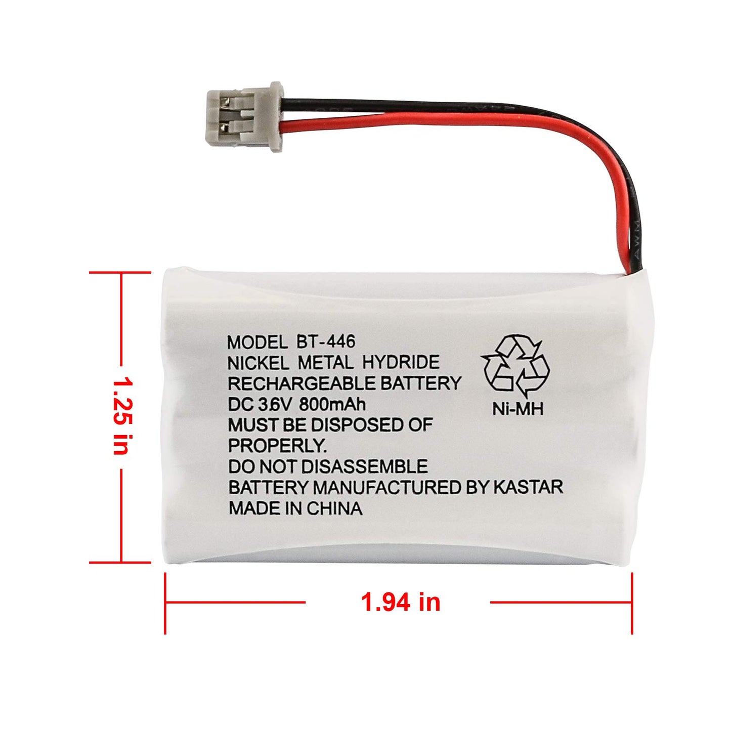 Uniden BBTY0504101 Model BT446 Nickel Metal Hydride Rechargeable Cordless Phone Batteries (Pack of 2) for use with T94 Series, TWX977 and WXI977