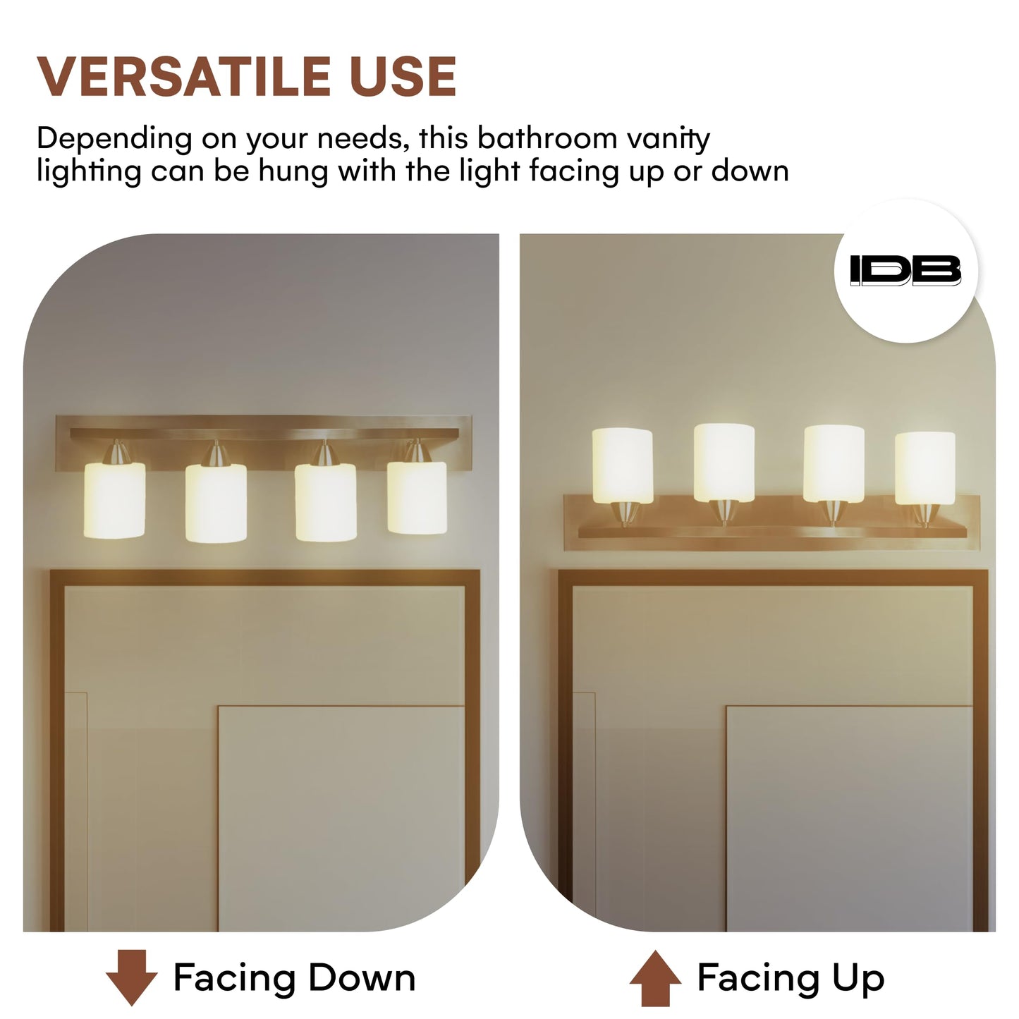 Dorence 4-Lights Bathroom Vanity Lights - Alloy Steel Bathroom Light Fixtures for Mirrors - Oil-Rubbed Bronze Lighting Bar with Nickel Glass Shade - 8