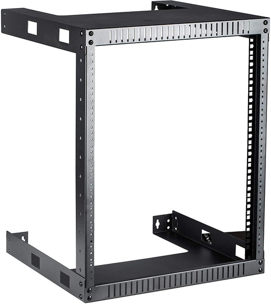 Kenuco Black 12U Wall Mount Open Frame Steel Network Equipment Rack 17.75 Inch Deep - Black - 12U Deep - W19'' x D17.75'' x H24.5'' (REG-12U)