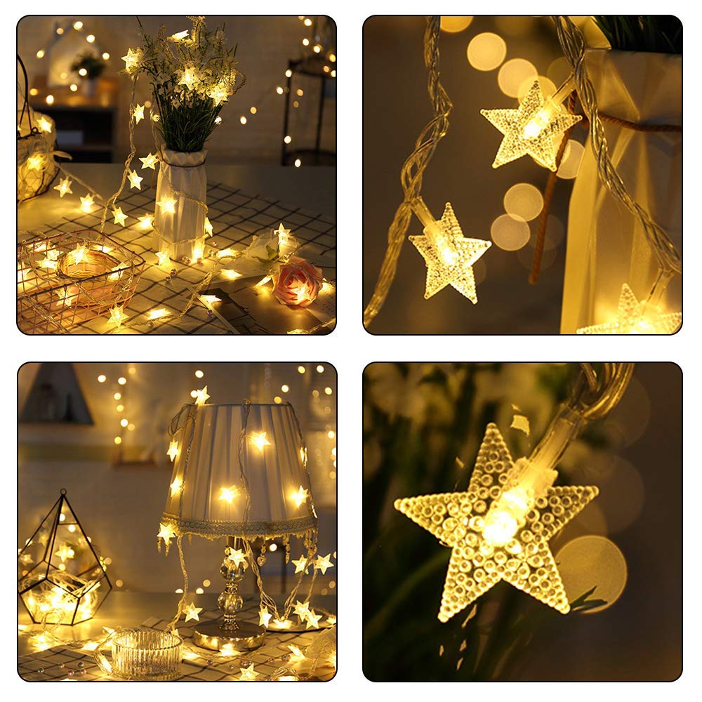 Merdeco Star String Lights, 10ft/3M 20 LED Plug in String Lights Warm White Fairy Lights for Birthday/Christmas/Wedding/Party Indoor Outdoor