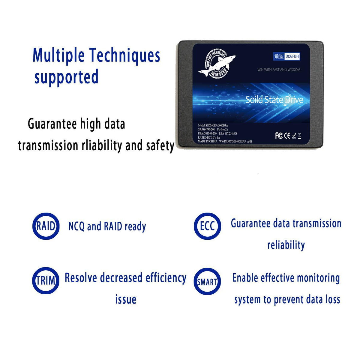 Dogfish 64GB SATA3 2.5-inch Internal SSD, Up to 500MB/s Read Speed for Laptops and Desktop PCs