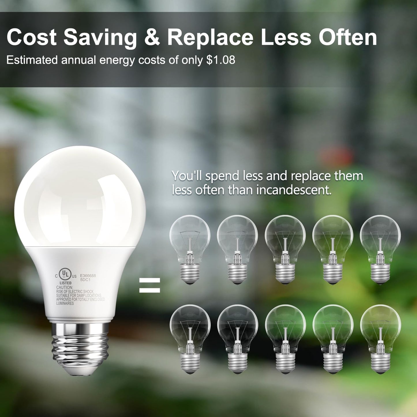 TJOY 6 Pack A19 LED Light Bulbs, Soft Warm White 2700K, 60 Watt Eq,E26 Base