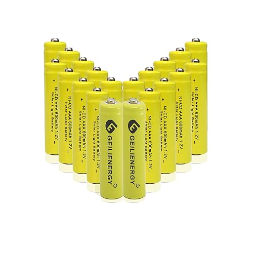 GEILIENERGY Solar Light Batteries AAA NiCd AAA 1.2V 600mAh Triple A Rechargeable Batteries for Solar Lamp Garden Lights (Pack of 20)