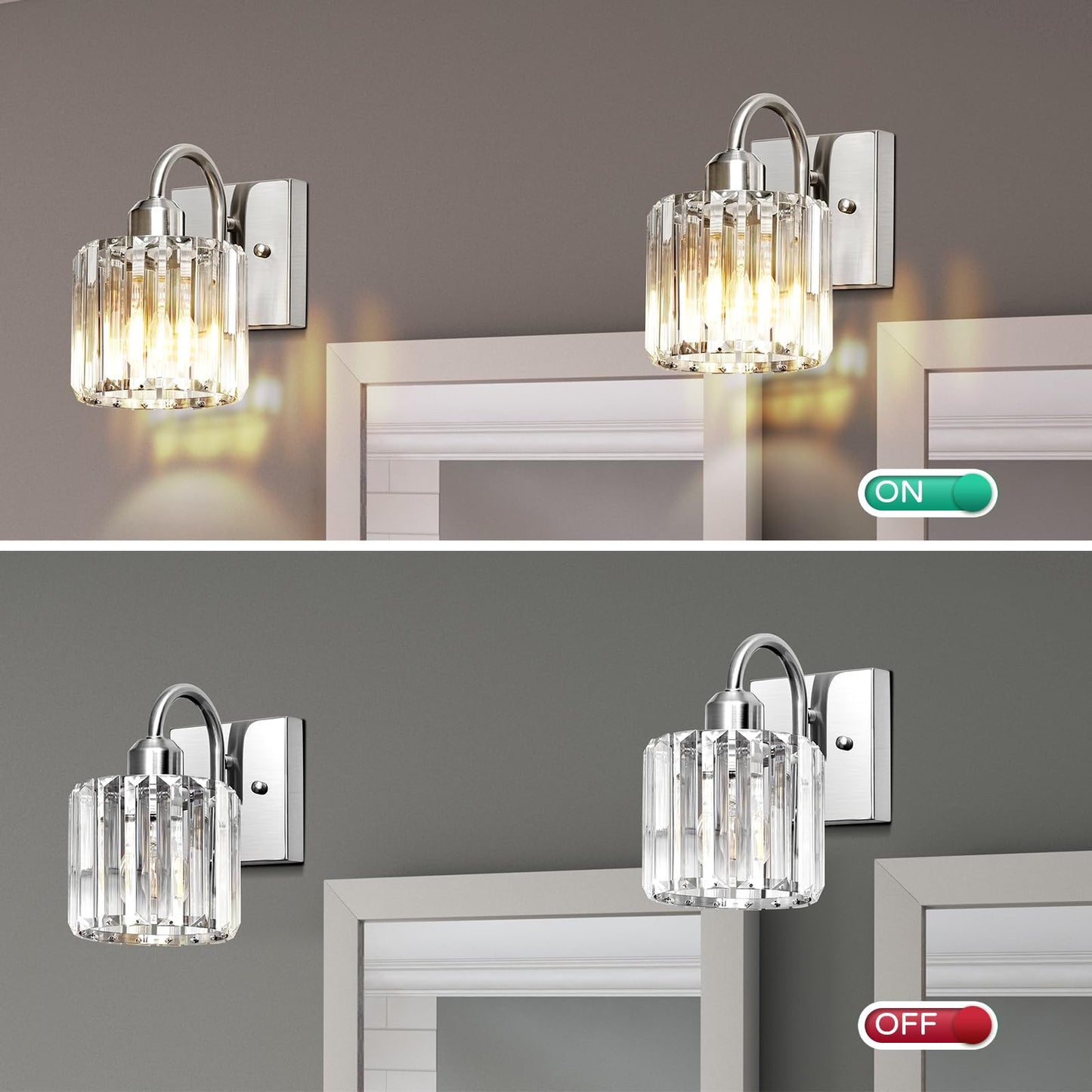 Brushed Nickel 1 Light Bathroom Vanity Light Over Mirror - Chrome Option