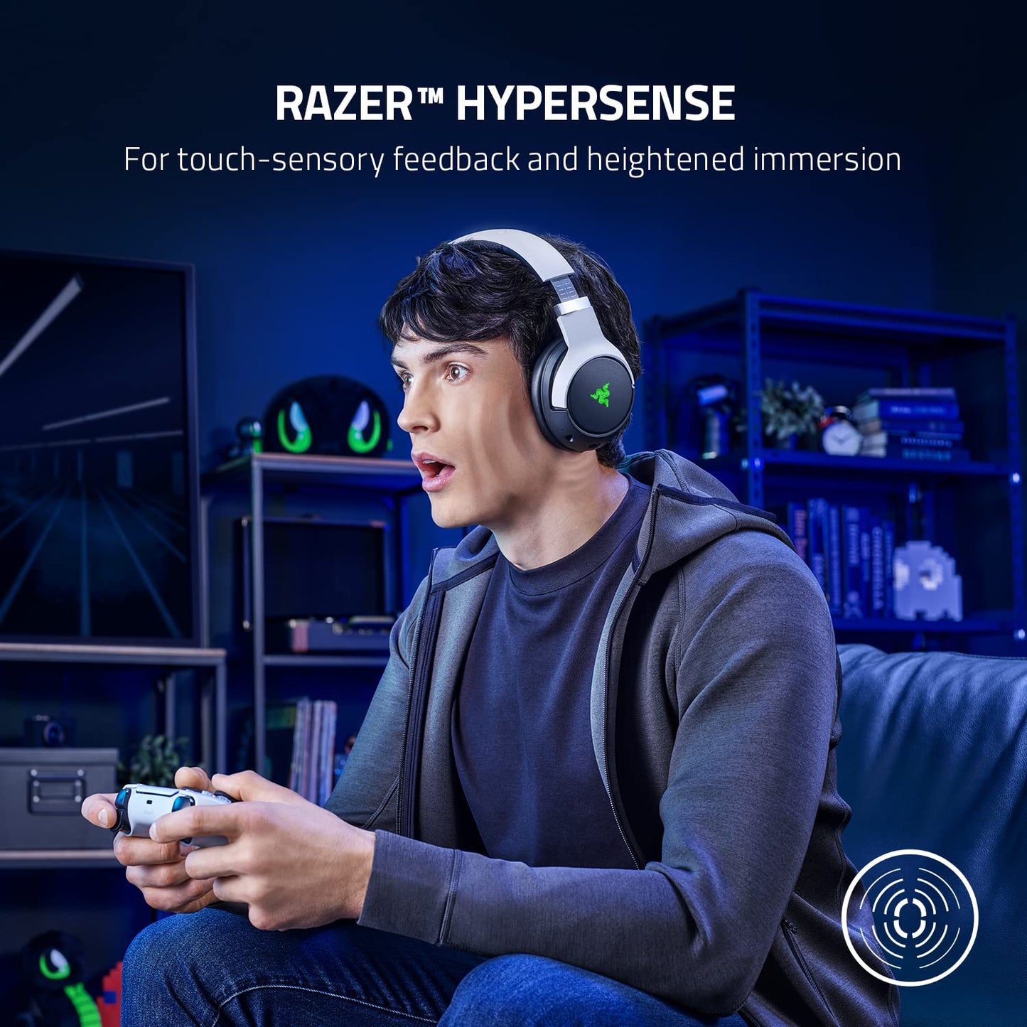 Razer Kaira Pro Dual Wireless Gaming Headset w/Haptics for PlayStation 5 / PS5, PC, Mobile, PS4: HyperSense - Triforce 50mm Drivers - Detachable Mic
