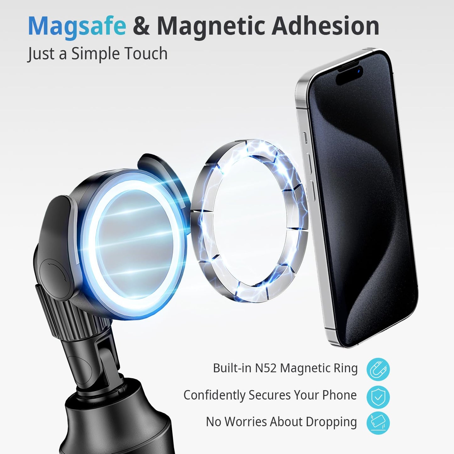 UBeesize 62'' Magnetic Selfie Stick Phone Tripod with Wireless Remote, Extendable Cell Phone Tripod Stand, Compatible with MagSafe, Cellphone Tripod