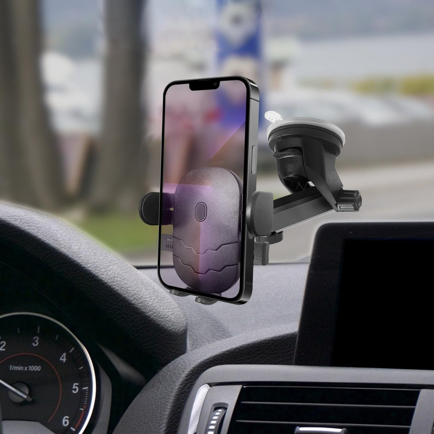 Cellet Dashboard Phone Mount, Reusable Suction Cup Phone Holder with 360 Degree Rotation and Extendable 270 Degree Arm