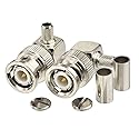 Eightwood 2pcs BNC Male Right Angle Crimp Connector for RG58 LMR195 RG142 Coax Cable