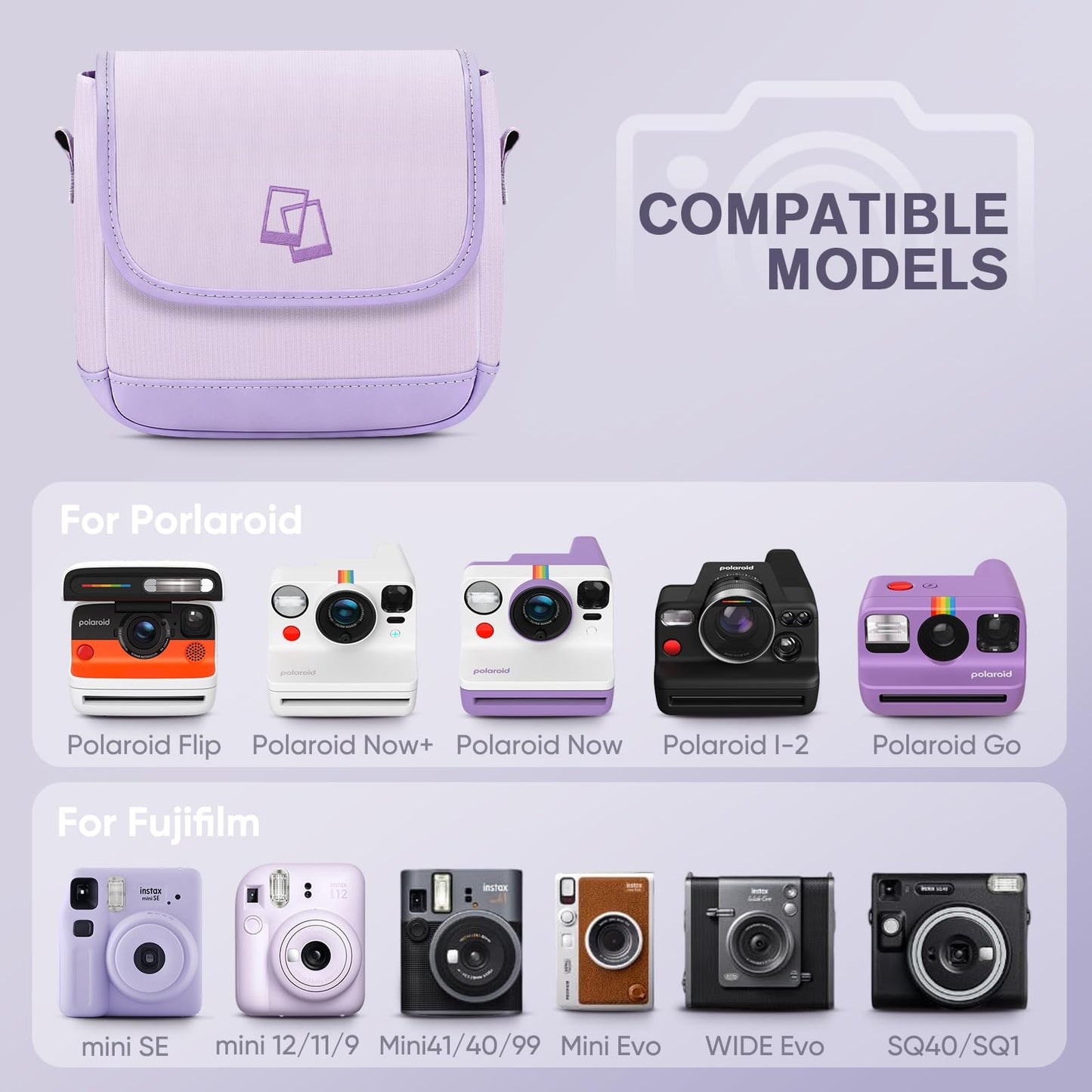 FINTIE Sling Camera Bag Compatible with Fujifilm Instax Mini 13/12/11/SE, Polaroid Now+ Generation 3rd/2nd/1st I-Type Film Camera Travel Crossbody