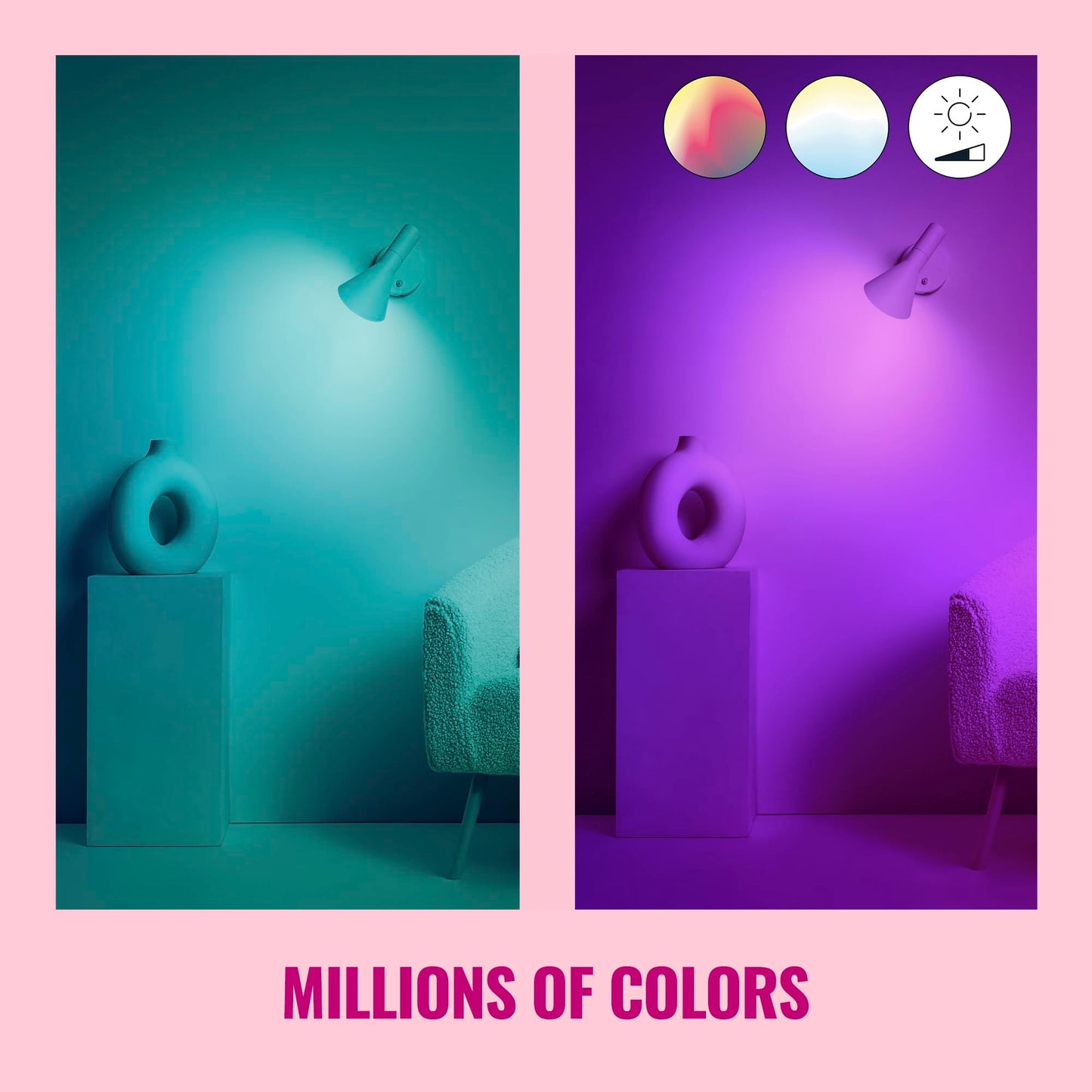 WiZ Connected 40W B12 Color LED Smart Candle-Shaped Bulb - Pack of 1 - E26- Indoor - Connects to Your Existing Wi-Fi - Control with Voice or App +