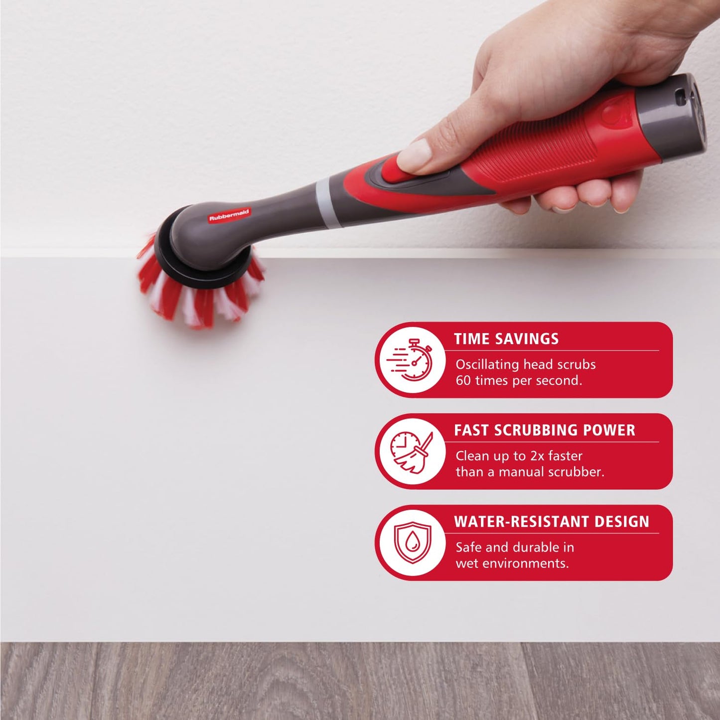 Rubbermaid Reveal Power Scrubber 18-Pc Kit – Cordless Electric Brush for Kitchen, Bathroom, Tile, Grout, Shower & Tub
