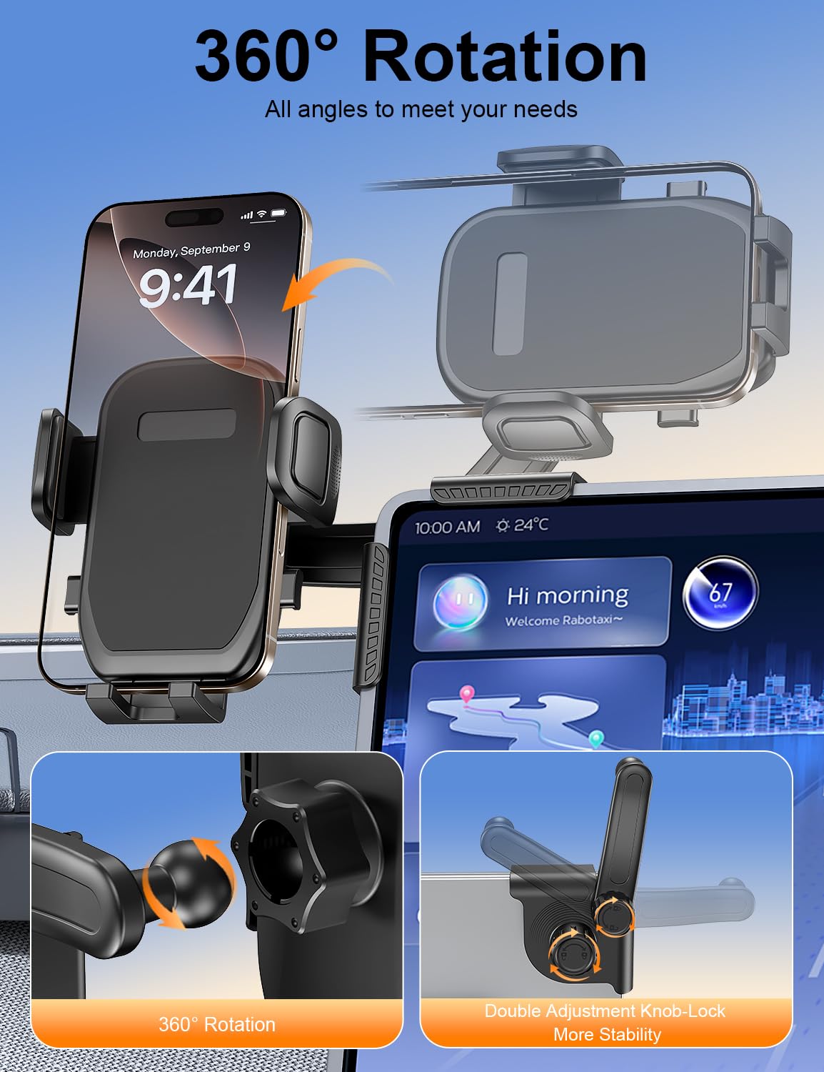 bokilino Tesla Phone Mount, 360° Adjustable Universal Tesla Model Y Accessories, Phone Holders for Your car for Tesla Model 3/Y/S/X/Cybertruck Screen