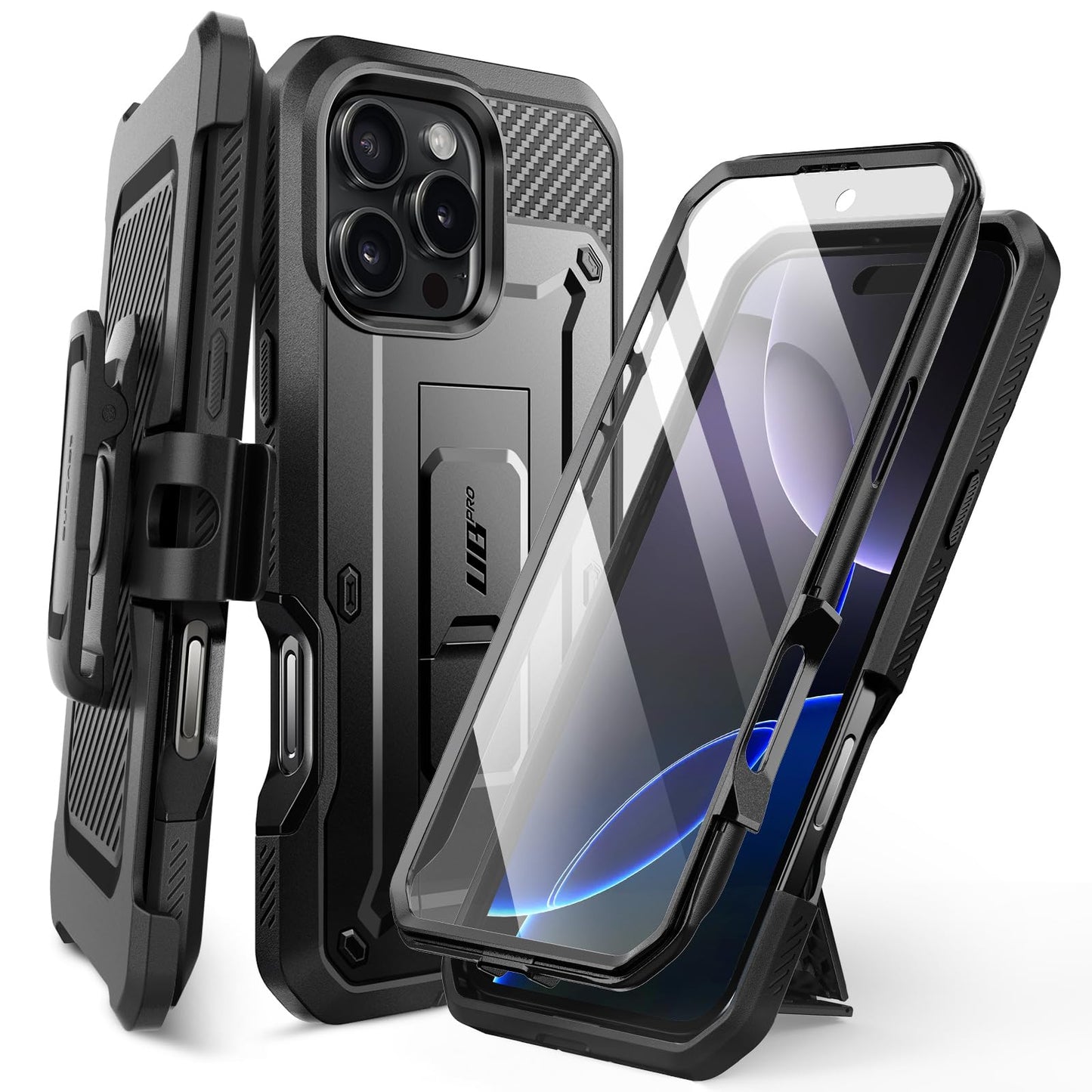 SUPCASE for iPhone 16 Pro Max Case with Screen Protector (Unicorn Beetle Pro), [Built-in Stand & Belt-Clip] [Military-Grade Protection] Full Body