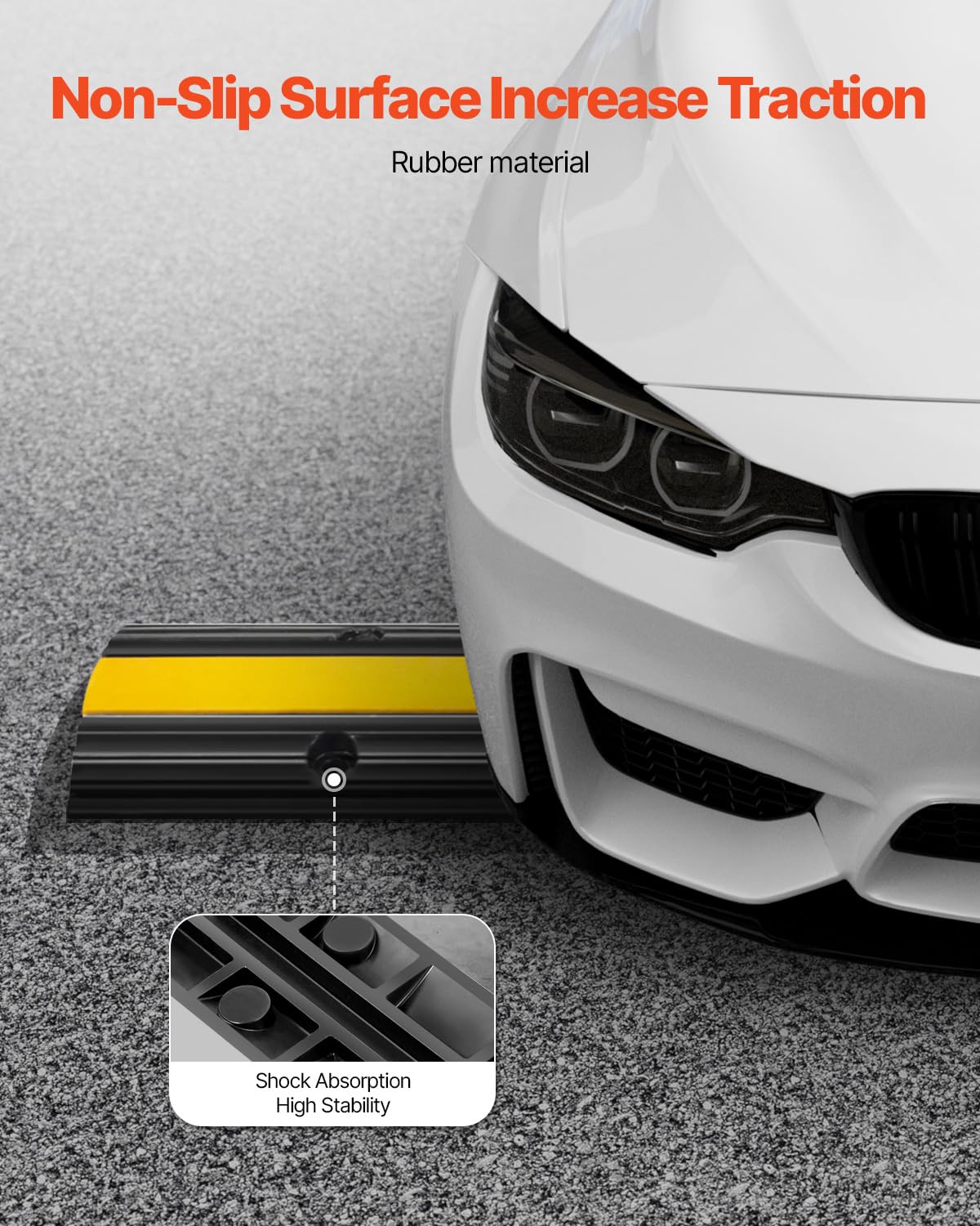 VEVOR 4 Pack of 1-Channel Rubber Cable Protector Ramps Heavy Duty 18000Lbs Load Capacity Cable Wire Cord Cover Ramp Speed Bump Driveway Hose Cable