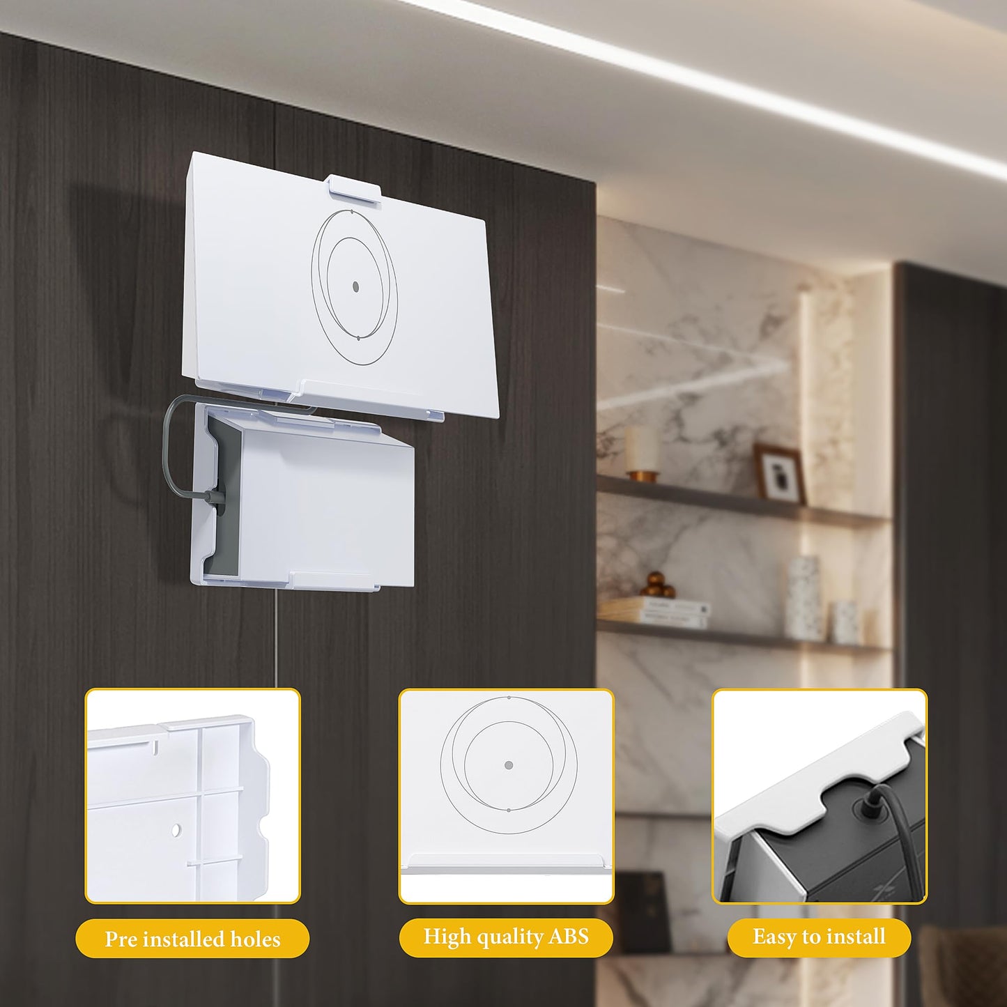 Mskekit Router Wall Mount for Starlink Gen 3,All in One V3 Mesh Router and Power Supply Mounting Kit,for StarLink V3&Gen3 HP Standard Router