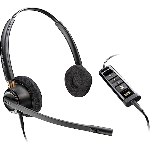 Poly - EncorePro 525-M USB-A and USB-C USB Headset (Plantronics) - Optimized for Teams - Acoustic Hearing Protection - Hold & Call Answer Buttons…