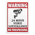 6-Pack Video Surveillance Sign, Rust Free Aluminum Reflective Metal Signs, Indoor or Outdoor No Trespassing Security Warning, Use for Home Business