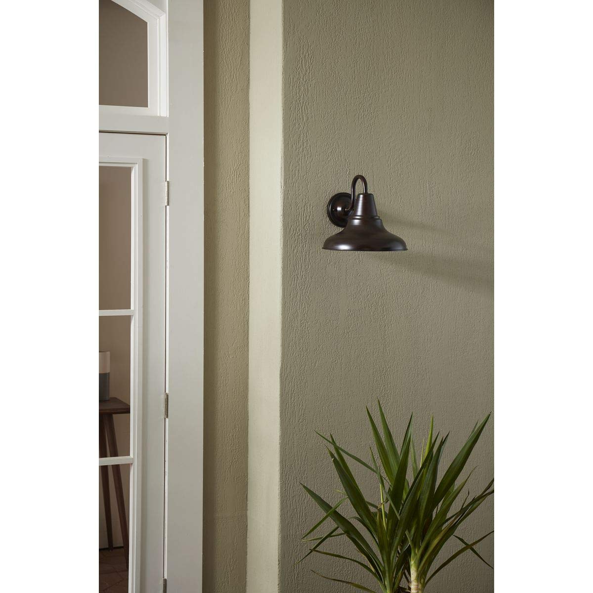 Progress Lighting P5623-20 District Collection 1-Light Farmhouse Outdoor Wall Lantern Light, Antique Bronze, 12" W x 10-1/2" H