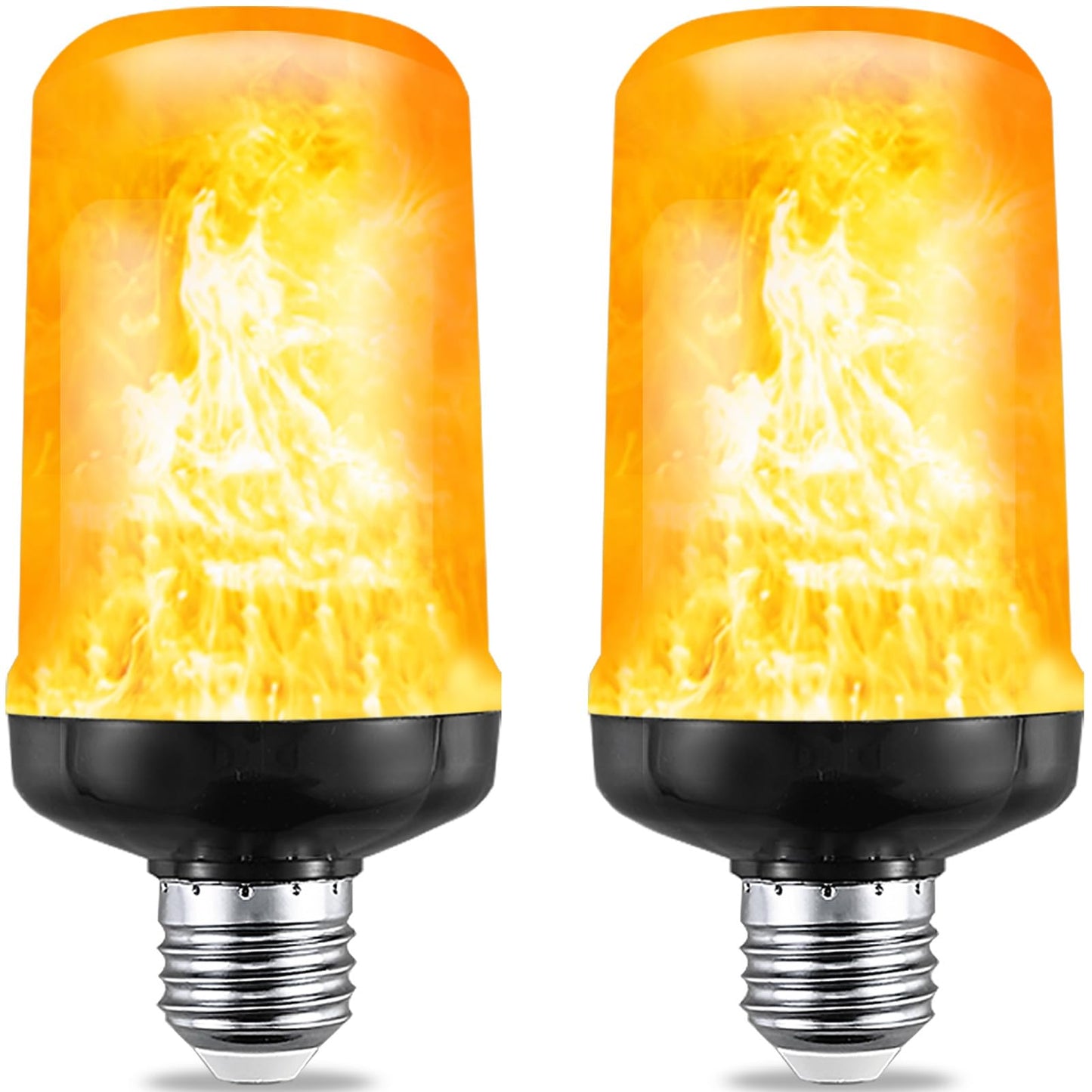 JAHEKS Flame Light Bulbs, Flickering Light Bulb with 4 Modes Upside Down Effect, 5W E26 Base Orange LED Fire Lights for Halloween Christmas, Indoor