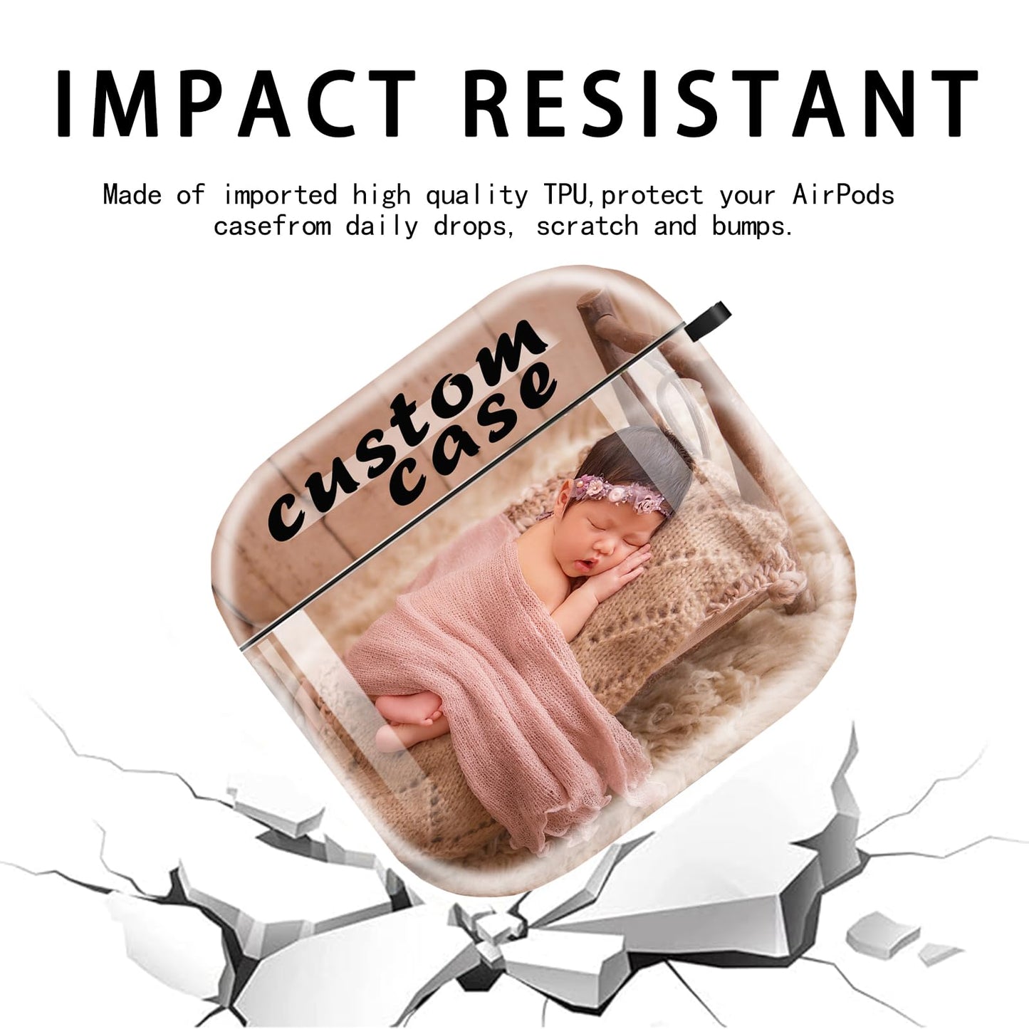 Custom AirPods Case with Photo- Personalize with Your Own Photo & Text, Durable Protective Cover Compatible with AirPods Pro 1st & 2nd Gen, Ideal