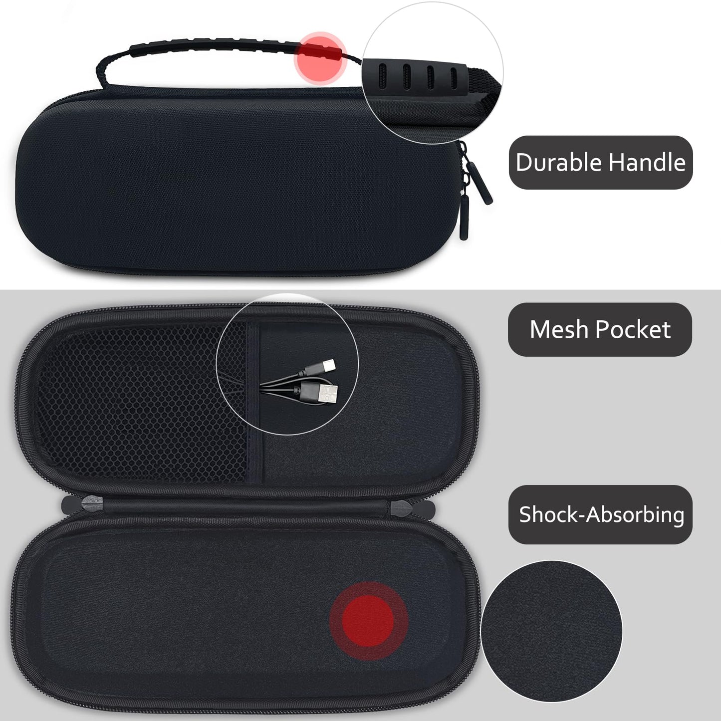 Hard Carrying Case for Beats Pill 2024 Bluetooth Speaker,Shockproof Protective Travel Case with Mesh Pocket for New Beats Pill and Accessories,Black