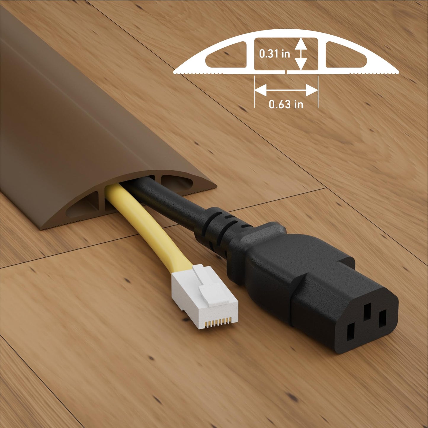 D-Line 6ft Floor Cord Cover, Cable Protector, Hide Extension Cords, Protect Cords, Prevent Cable Trips, Heavy Duty Cord Hider - Cable Cavity = 0.63"