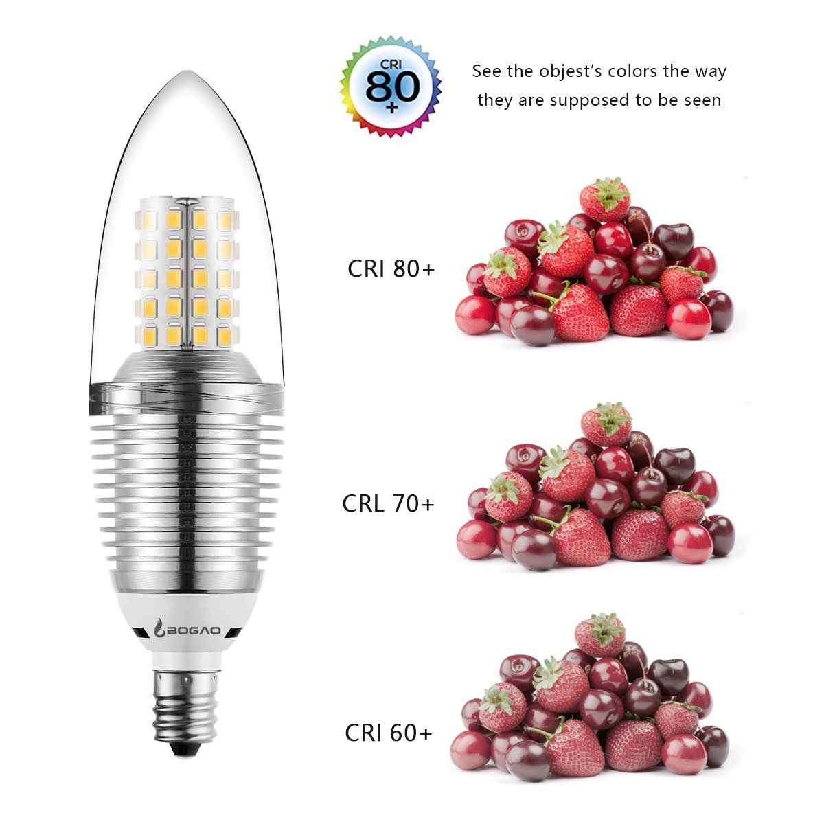 Bogao (4 Pack) LED Candelabra Bulb, 12W Warm White 3000K LED Candle Bulbs, 85-100 Watt Light Bulbs Equivalent, E12 Candelabra Base,1200 Lumens LED