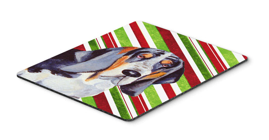 Caroline's Treasures LH9237MP Basset Hound Candy Cane Holiday Christmas Mouse Pad, Hot Pad or Trivet for Home Office Gaming Working Computers Laptop