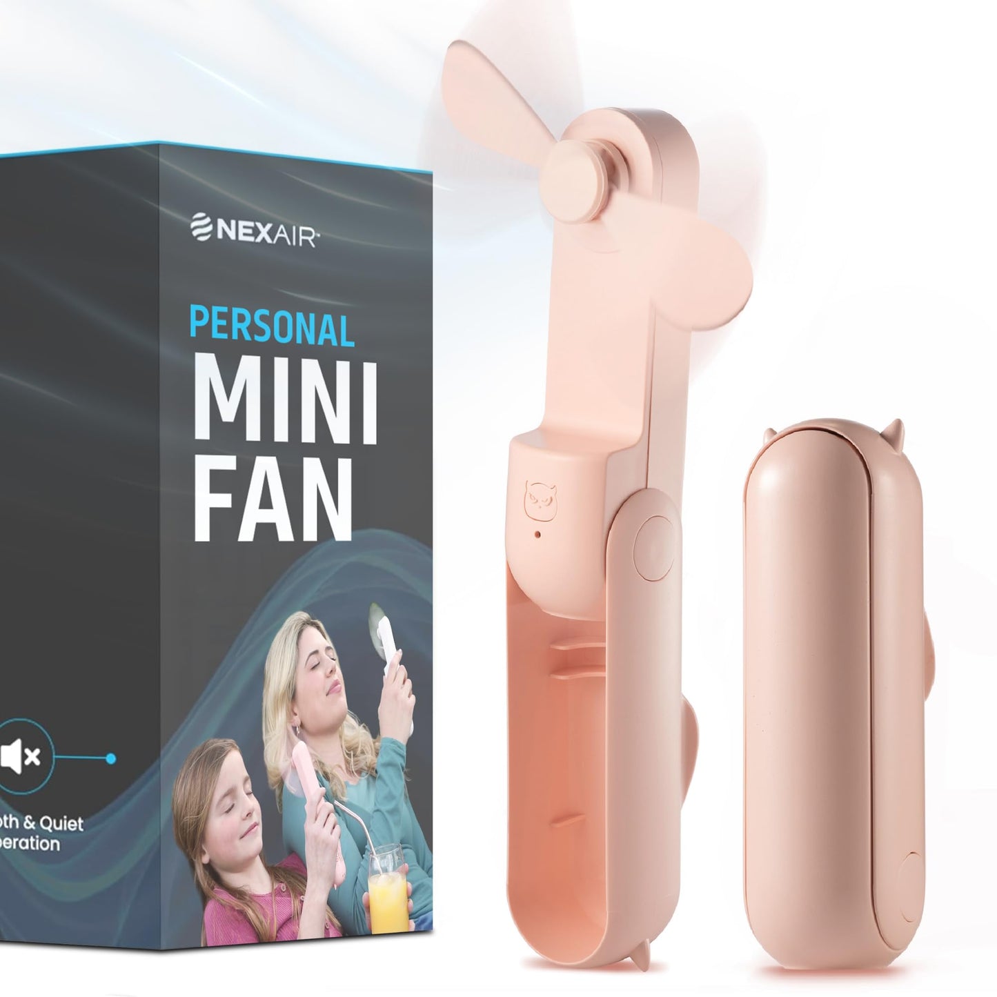 Handheld Mini Fan, 2 Speed Portable Fan, Rechargeable Hand Fan With Power Bank, Pink Personal Fan For Women & Kids, Quiet Table & Desk Fan For Office