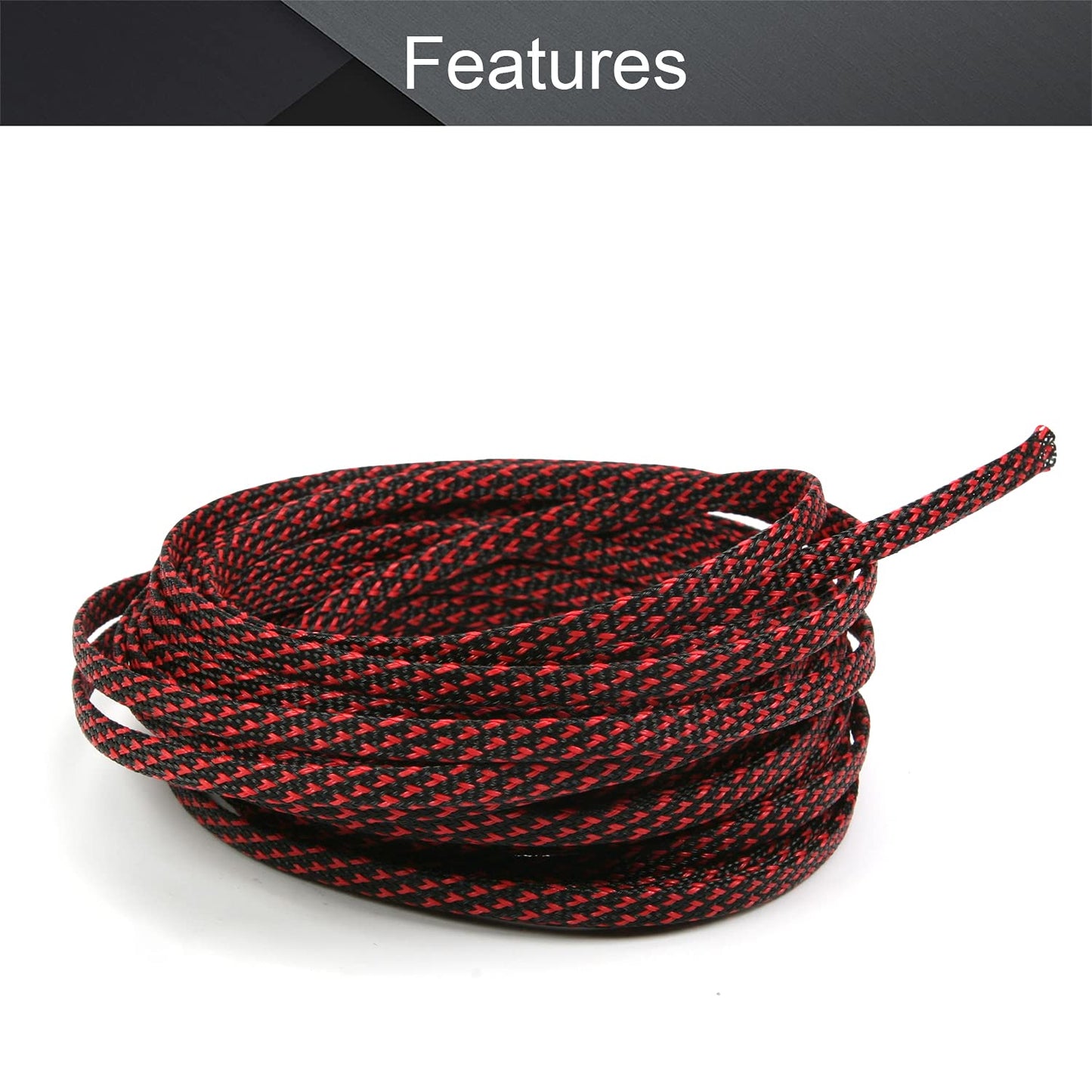 Othmro Length 10m/32.8ft Width 6mm/0.24in PET Expandable Braid Cable Sleeving Flexible Wire Mesh Sleeve Black Red from Pets Chewing
