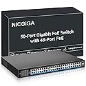 48 Port Gigabit PoE Switch Unmanaged with 48 Port IEEE802.3af/at PoE+@400W, 2 x 1G SFP, NICGIGA 50 Port Network Power Over Ethernet Switch