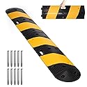F COME Rubber Speed Bump 6 Feet Rubber Driveway Modular Heavy Duty Speed 72.4 x 12 x 2.4 Inch Cable Protector Ramp for Garage Gravel Roads Asphalt
