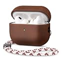 Maogoam Genuine Leather Case for AirPods Pro 3 (3rd Gen 2025) - Vintage Leather Cover, Adjustable Lanyard, Hard Shell, Develops Patina, Wireless