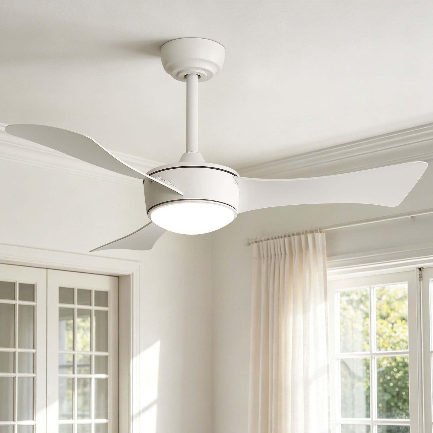 HRVEOCEI 42 Inch Modern Ceiling Fans With Lights for Bedroom, Flush Mount/Low Profile Fan Ceiling with Remote Control, 3 Blades Reversible for Living