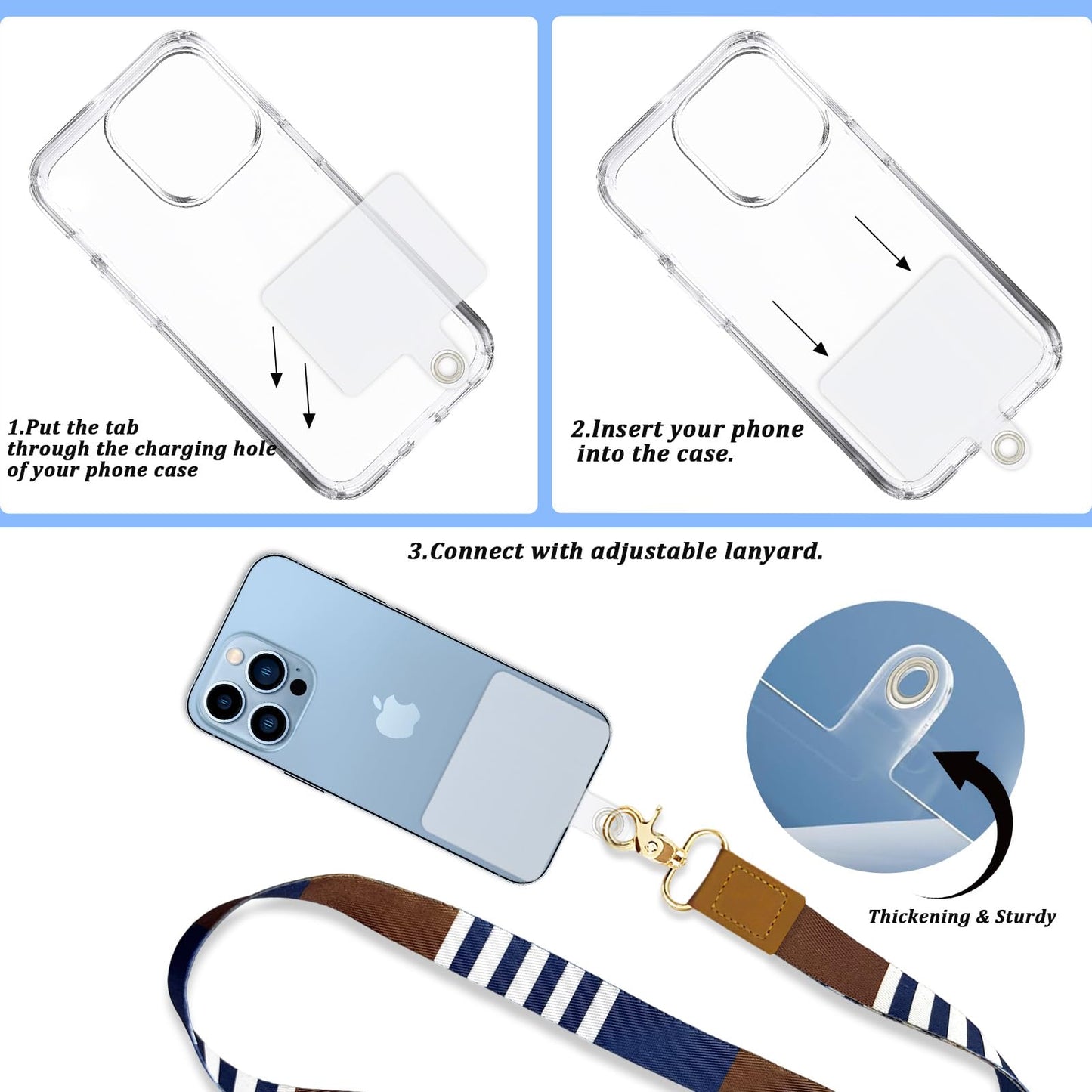 YesMvpMvp Phone Lanyard Wrist Strap,Cell Phone Lanyards for around the Neck,Unisex Scrunchie Lanyard (Denim Blue)