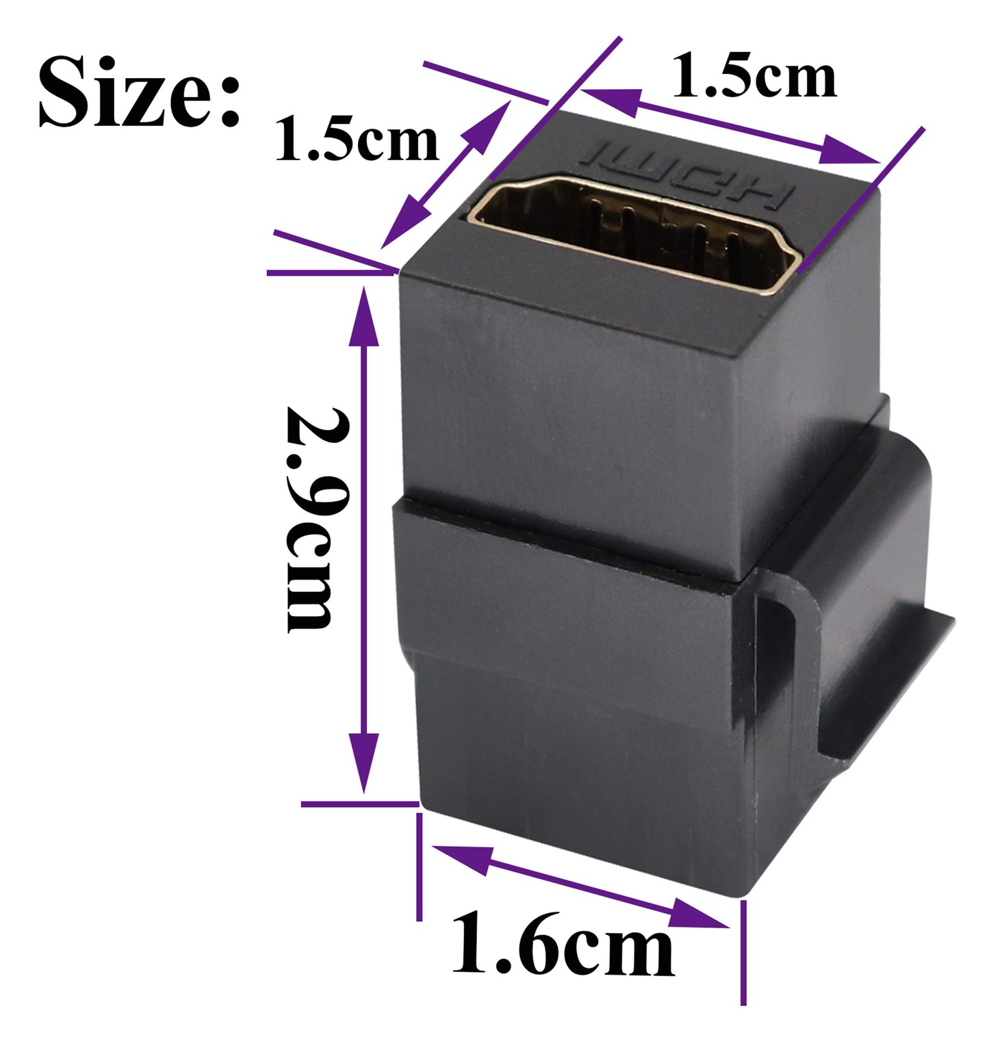 AAOTOKK HDMI Keystone Coupler, Gold Plated HDMI Keystone Jack Insert Female to Female 3D 4K Coupler Adapter for Wall Plate (Black/5 Pack)