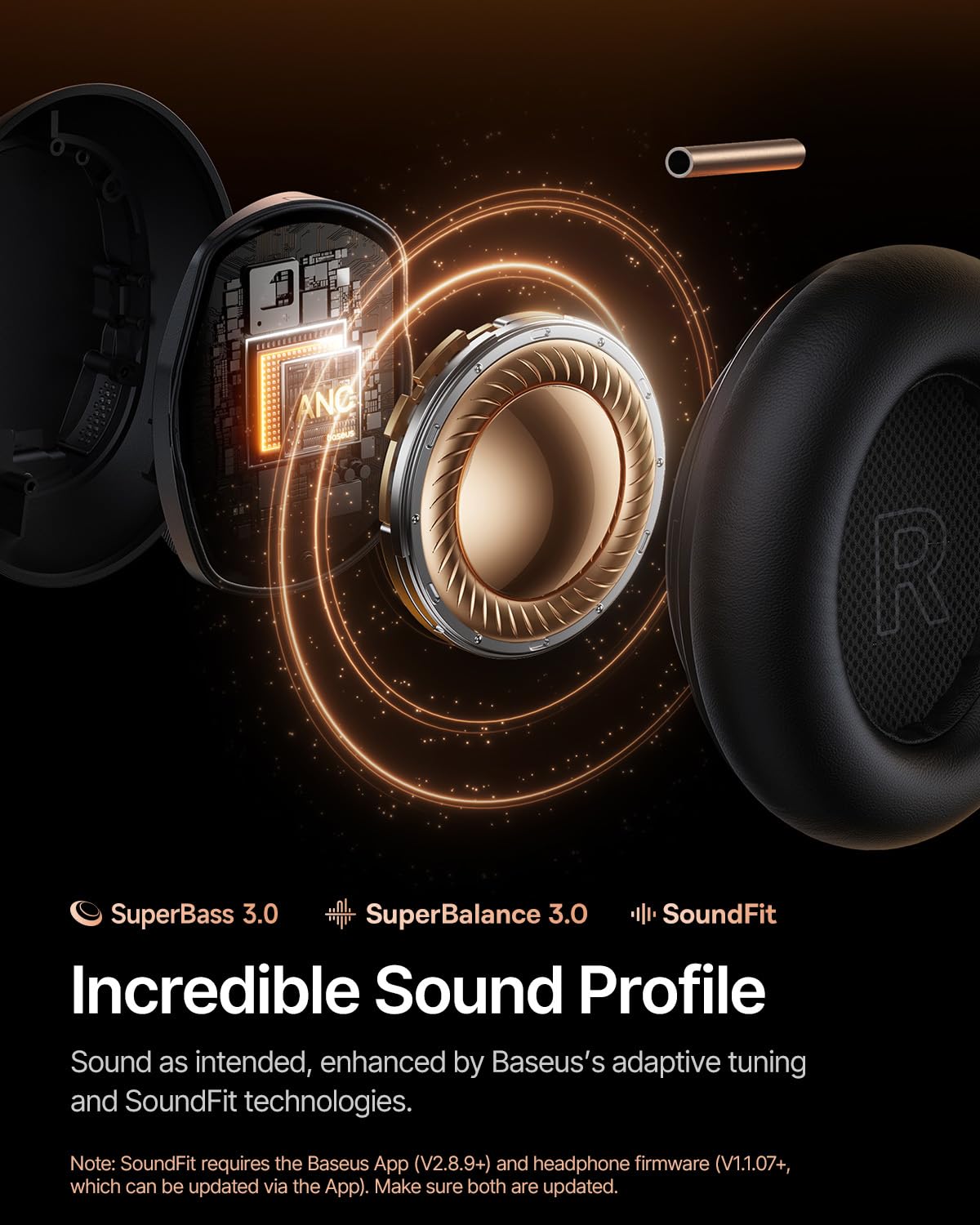 Baseus Inspire XH1 Adaptive Active Noise Cancelling Headphones, Sound by Bose, Dolby Audio, Premium Real-Time Adaptive ANC, Adaptive Tuning Rich…