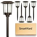 Solar Pathway Lights Outdoor - Pack of 6, 6 Lumens Warm White LED, Bronze Aluminum & Stainless Steel Weather-Resistant Outdoor Solar Lights for Yard