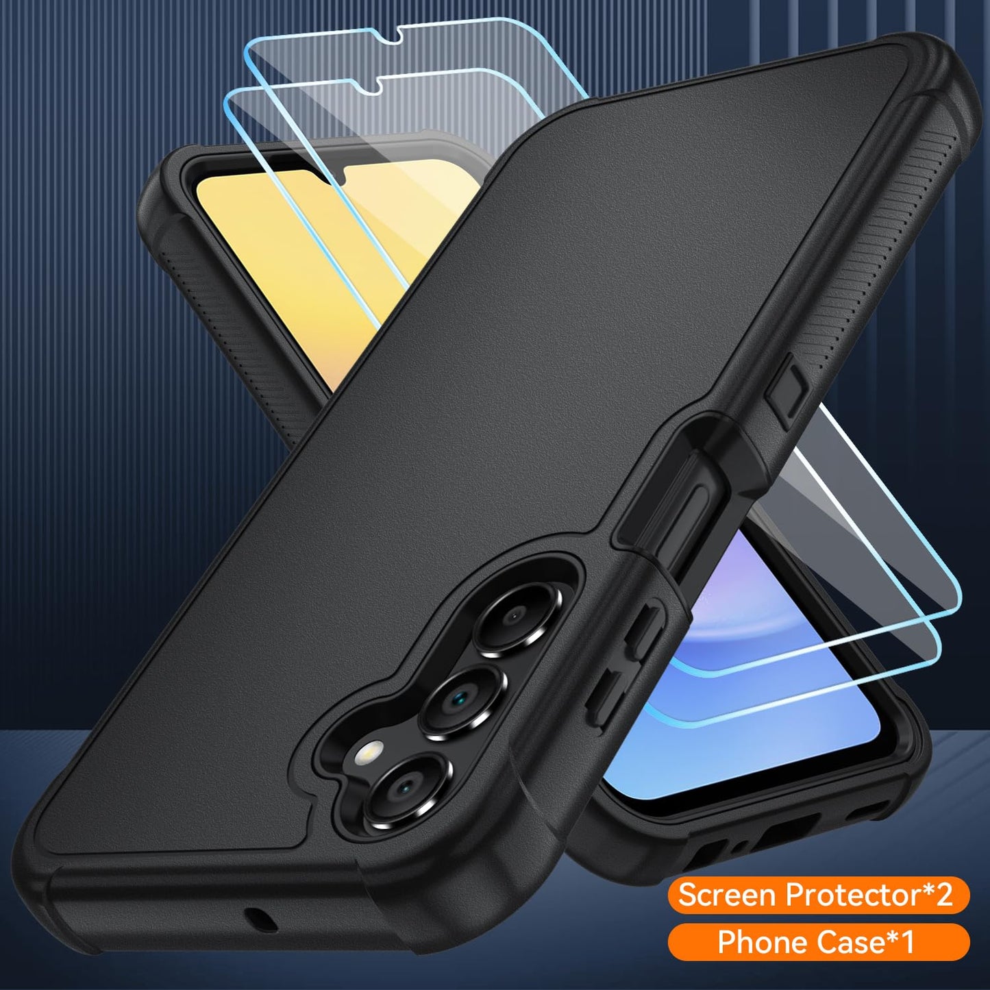 Suncasetor Case for Samsung Galaxy A15 5G Case with HD Screen Protector [3 Layer] Heavy-Duty Tough Rugged Shockproof Protective Phone Case for Samsung