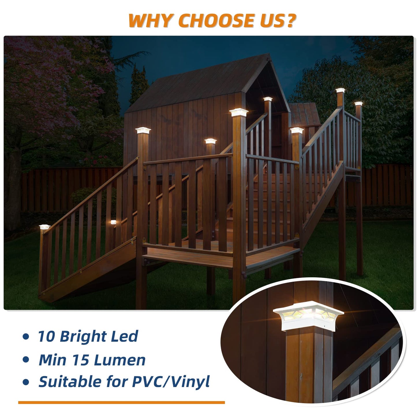 APONUO Solar Post Cap Lights,6 Pack 2-Modes Bright 4x4 Post Solar Lights Auto On Off,Outdoor Waterproof Garden Patio Fence Deck Patio Decor for Fence