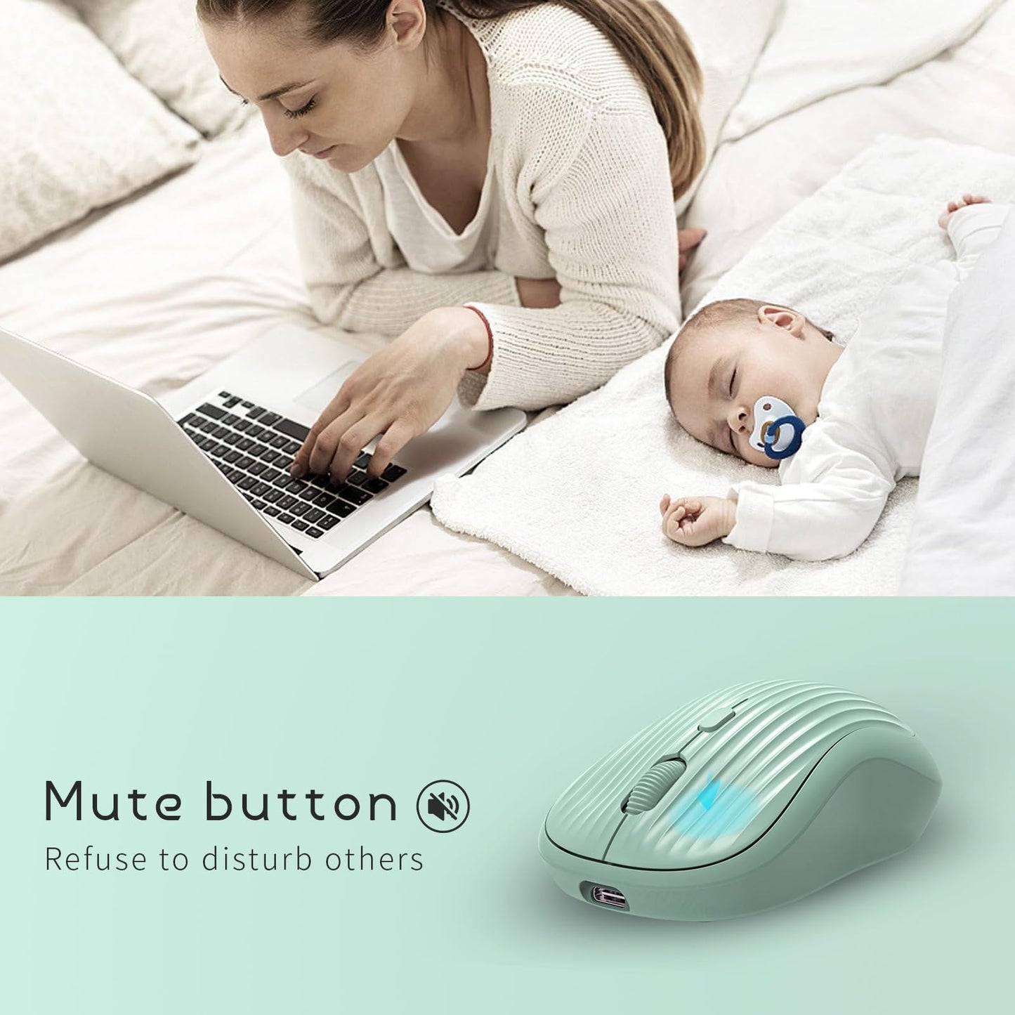 ONE-UP Wireless Mouse, 2.4G + BT, Rechargeable Battery, 4-Key, DPI: 800/1200/1600, Silent, Type-C, USB Nano Receiver, Ergonomic, Portable, for Laptop