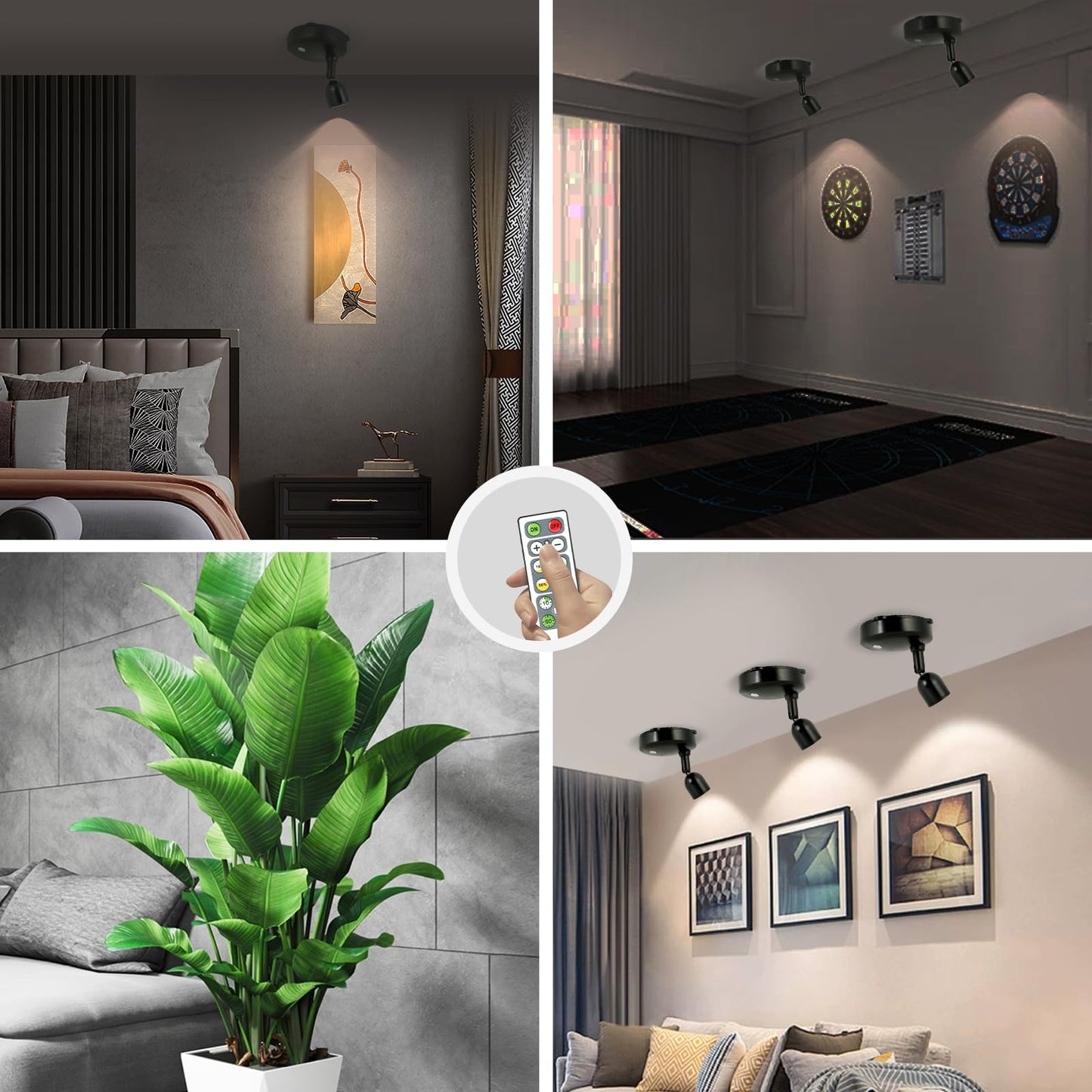 KANESIKI Cordless Spotlight Battery Operated, LED Plant Light, Dimmable Accent Light with Remote, Indoor Display Up Lighting for Picture Photo Tree