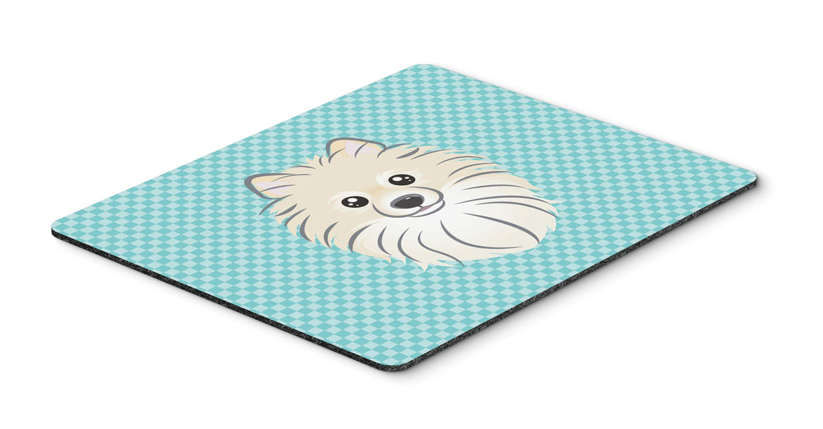 Caroline's Treasures BB1145MP Checkerboard Blue Pomeranian Mouse Pad, Hot Pad or Trivet for Home Office Gaming Working Computers Laptop Mouse