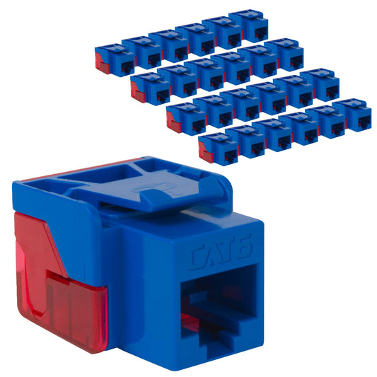 ICC CAT6 RJ45 Keystone Jack, Inline IDC No Pair Split, Blue, 25-Pack