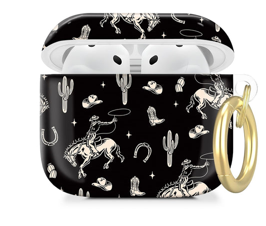 Cute Hard Case Compatible with AirPod 4 Case Cover,Cute with Golden Keychain, Soft TPU Protective Shockproof Case for Girls Women (Cute Cactus Cowboy)