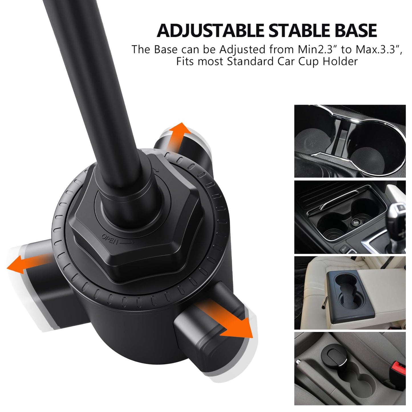 Esoulk] Upgraded 15" Cup Holder Phone Holder for Car, Adjustable Long Gooseneck Phone Mount with Stable Expandable Base for iPhone 17/16/15/14 Pro